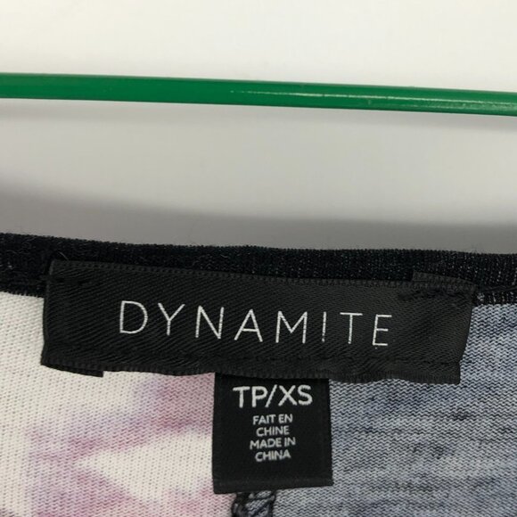 Dynamite black purple floral V-Neck casual t-shirt XS - Picture 3 of 12